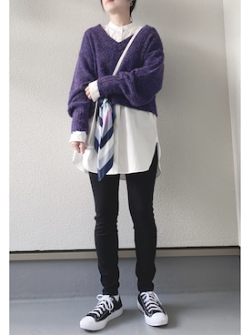 「Honeys（ハニーズ）のアイテム（財布/小物）」を使った、haruさん（レディース・162cm）の冬コーディネート