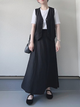 「GU（ジーユー）のアイテム（イヤリング）」を使った、haruさん（レディース・162cm）の夏コーディネート