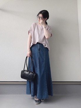 「アイテム（ボストンバッグ）」を使った、haruさん（レディース・162cm）の夏コーディネート