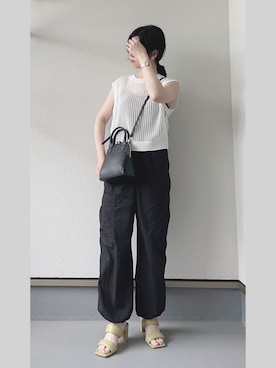 「透かし編みニット」｜「アイテム（その他）」を使った、haruさん（レディース・162cm）の夏コーディネート