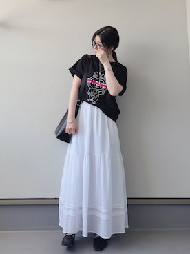 「Account のアイテム（Tシャツ/カットソー、ブラック系）」を使った、haruさん（レディース・162cm）の春コーディネート