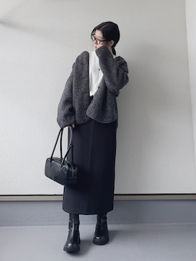 「アイテム（ボストンバッグ）」を使った、haruさん（レディース・162cm）の冬コーディネート