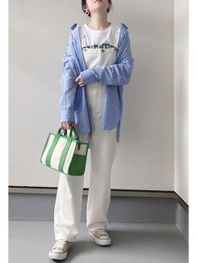 「H&M（エイチ・アンド・エム）のアイテム（シャツ/ブラウス）」を使った、haruさん（レディース・162cm）の春コーディネート