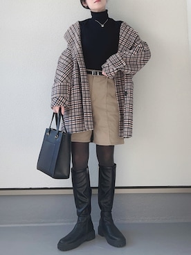 「Mila Owen（ミラオーウェン）のアイテム（その他アウター）」を使った、haruさん（レディース・162cm）の冬コーディネート