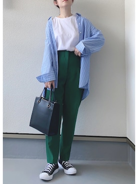 「H&M（エイチ・アンド・エム）のアイテム（シャツ/ブラウス）」を使った、haruさん（レディース・162cm）の夏コーディネート