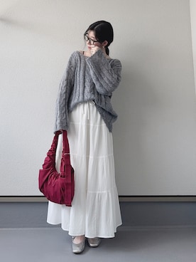 「アイテム（ニット/セーター）」を使った、haruさん（レディース・162cm）の夏コーディネート