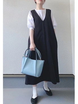 「スクエアトゥ」｜「アイテム（ジャンパースカート）」を使った、haruさん（レディース・162cm）の夏コーディネート