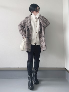 「Mila Owen（ミラオーウェン）のアイテム（その他アウター）」を使った、haruさん（レディース・162cm）の冬コーディネート