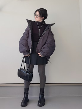 「アイテム（ボストンバッグ）」を使った、haruさん（レディース・162cm）の冬コーディネート