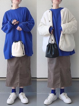 「ECRIRE（エクリール）のアイテム（ノーカラージャケット）」を使った、haruさん（レディース・162cm）の冬コーディネート