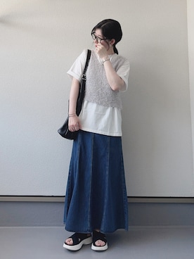 「アイテム（デニムスカート）」を使った、haruさん（レディース・162cm）の夏コーディネート