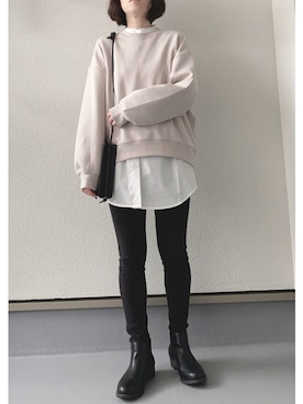 「シンフルコーデ」｜「アイテム（スウェット）」を使った、haruさん（レディース・162cm）の秋コーディネート