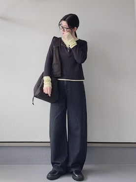 「tiptop（ティップトップ）の【2サイズ展開】アソートショートブーツ（ブーツ、ブラック系）」を使った、haruさん（レディース・162cm）の春コーディネート