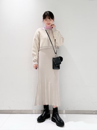 ニットレイヤードカーディガン2Pワンピース 264658を使った人気