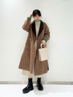 「ローリーズファーム(LOWRYS FARM)」｜「アイテム（チェスターコート）」を使った、あーやんさん（レディース・160cm）の冬コーディネート