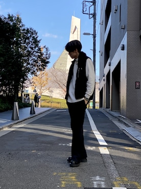 「schott(ショット)のアイテム(ベスト)」を使った、MELO×YHさん(メンズ・181cm)の冬コーディネート