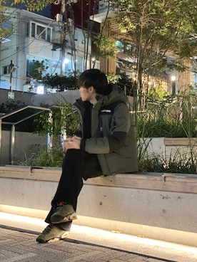 「SCHOTT」｜「アイテム（ダウンジャケット/コート）」を使った、MELO×YHさん（メンズ・181cm）の秋コーディネート