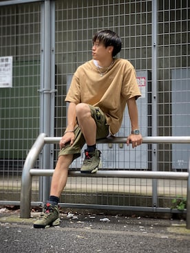 「travisscott」｜MELO×YHさん（メンズ・181cm）の夏コーディネート