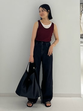 「アイテム（タンクトップ）」を使った、AKOさん（レディース・150cm）の夏コーディネート