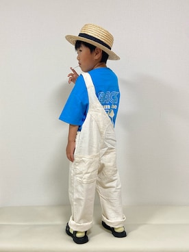 「ローリーズファーム(LOWRYS FARM)」｜「アイテム（サロペット/オーバーオール）」を使った、1KK1-013さん（キッズ・100cm）の夏コーディネート