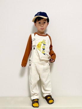 「バックプリント」｜「アイテム（サロペット/オーバーオール）」を使った、1KK1-013さん（キッズ・110cm）の夏コーディネート