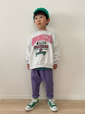 「西松屋（ニシマツヤ）のアイテム（Tシャツ/カットソー）」を使った、1KK1-013さん（キッズ・100cm）の冬コーディネート