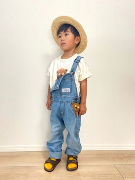 「サンダルに靴下」｜「アイテム（オールインワン・サロペット）」を使った、1KK1-013さん（キッズ・100cm）の夏コーディネート