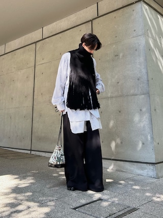 【11/29〜12/1値下】HYKE＊リブタートルネック　フリンジケープ HYKE タートルネックケープ 最終値下 HYKE フリンジニットケープ HYKE