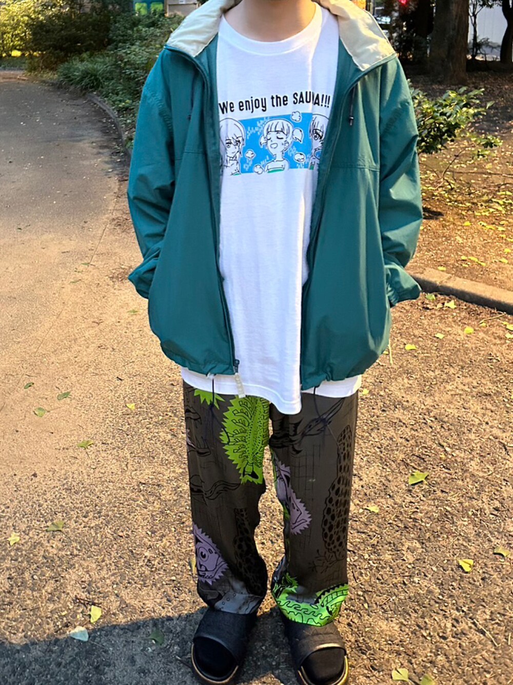 「llbean 古着のアイテム（ナイロンジャケット、グリーン系）」を使った、ryu_1989さん（メンズ・161cm）の秋コーディネートの1枚目の写真