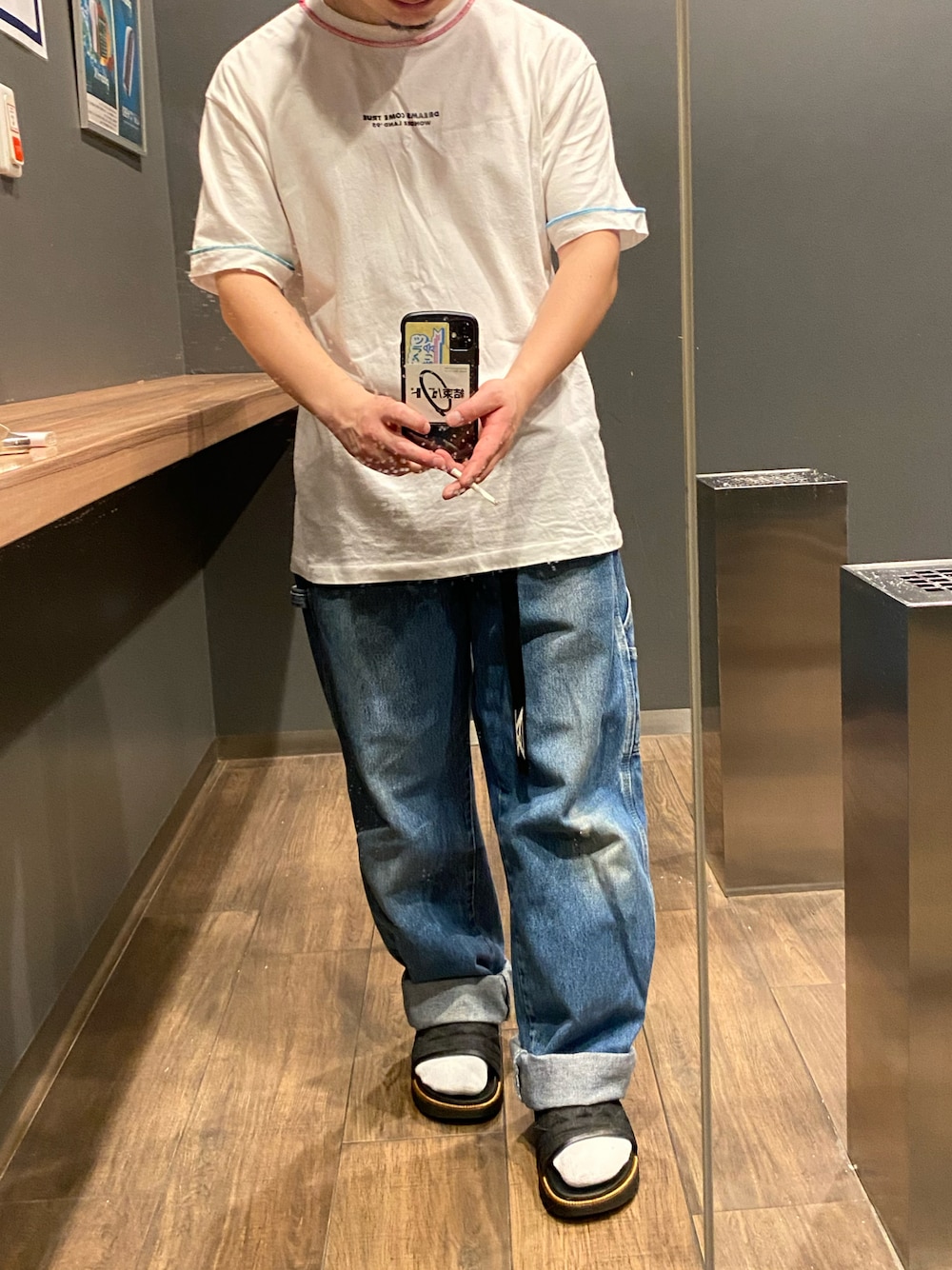 「Dickiesのアイテム（デニムパンツ、ブルー系）」を使った、ryu_1989さん（メンズ・161cm）の夏コーディネートの1枚目の写真
