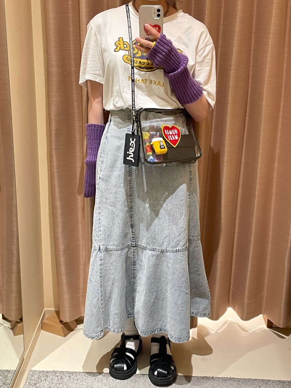 「humanmadeのアイテム（ショルダーバッグ、ブラック系）」を使った、蚊さん（レディース・157cm）の夏コーディネートの1枚目の写真