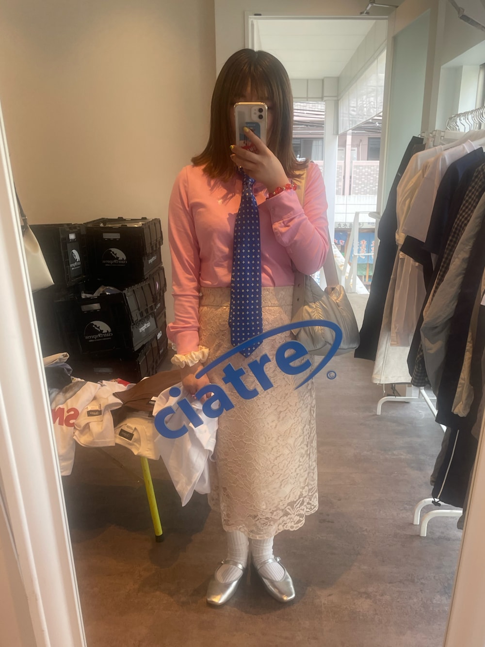 「POLO RALPH LAURENのアイテム（シャツ/ブラウス、ピンク系）」を使った、蚊さん（レディース・157cm）の春コーディネートの1枚目の写真