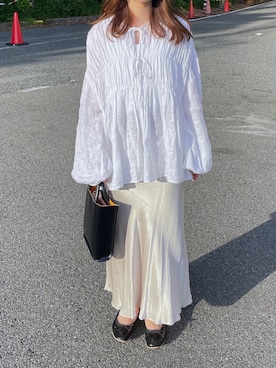 「A.P.C.（アーペーセー）のアイテム（バレエシューズ）」を使った、m i n a m iさん（レディース・149cm）の夏コーディネート