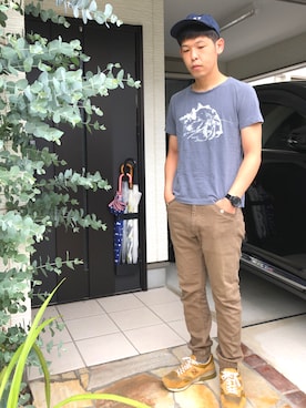 「nonnative（ノンネイティブ）のアイテム（Tシャツ/カットソー）」を使った、KHさん（メンズ・170cm）の夏コーディネート