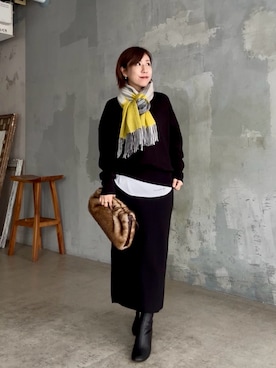 「RIVE DROITE（リヴドロワ）の【安定感◎】ラウンドトゥショートブーツ（ブーツ）」を使った、rd-yuko さん（レディース・155cm）の秋コーディネート