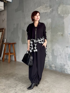 「アイテム（オールインワン・サロペット）」を使った、rd-yuko さん（レディース・155cm）の秋コーディネート