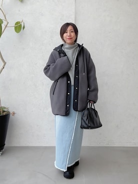 「アイテム（アクセサリー、ブラック系）」を使った、rd-yuko さん（レディース・155cm）の冬コーディネート