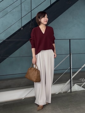 「スラックスパンツ」｜「アイテム（アクセサリー）」を使った、rd-yuko さん（レディース・155cm）の秋コーディネート