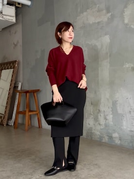 「RIVE DROITE（リヴドロワ）のレザービットローファー（ローファー）」を使った、rd-yuko さん（レディース・155cm）の秋コーディネート