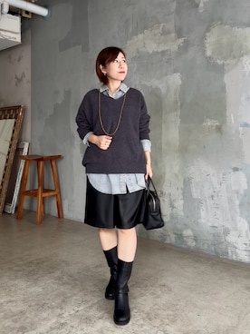 「アイテム（ボストンバッグ）」を使った、rd-yuko さん（レディース・155cm）の秋コーディネート