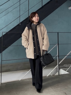 「RIVE DROITE（リヴドロワ）の【バックロゴが目を惹く】アスレチックロゴニット（ニット/セーター）」を使った、rd-yuko さん（レディース・155cm）の秋コーディネート