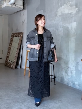 「アイテム（デニムジャケット）」を使った、rd-yuko さん（レディース・155cm）の夏コーディネート