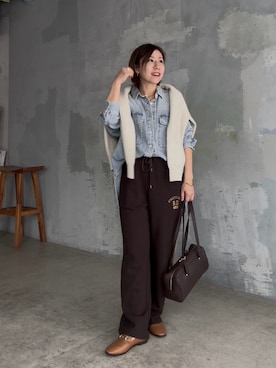 「RIVE DROITE（リヴドロワ）のレザービットローファー（ローファー）」を使った、rd-yuko さん（レディース・155cm）の秋コーディネート