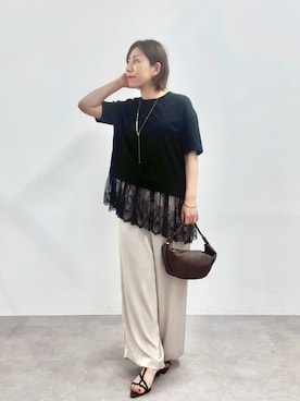 「RIVE DROITE（リヴドロワ）のアイテム（ショルダーバッグ）」を使った、rd-yuko さん（レディース・155cm）の夏コーディネート