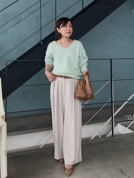 「スラックスパンツ」｜「アイテム（アクセサリー）」を使った、rd-yuko さん（レディース・155cm）の秋コーディネート