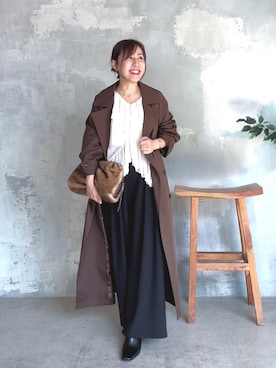 「アイテム（その他アウター、ブラウン系）」を使った、rd-yuko さん（レディース・155cm）の秋コーディネート