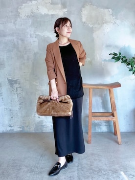 「RIVE DROITE（リヴドロワ）のレザービットローファー（ローファー）」を使った、rd-yuko さん（レディース・155cm）の秋コーディネート