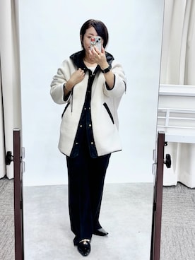 「アイテム（その他アウター、ホワイト系）」を使った、rd-yuko さん（レディース・155cm）の秋コーディネート