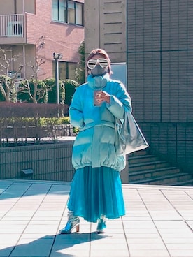 「アイテム（トートバッグ、シルバー系）」を使った、raikoさん（レディース・158cm）の冬コーディネート