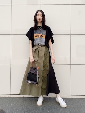 「D.A.T.E.（デイト）のアイテム」を使った、4onさん（レディース・168cm）の夏コーディネート